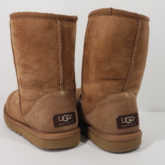 UGG Australia Brown Classic Short Boots Size W 5 Leather Sheepskin - Picture 3 of 9